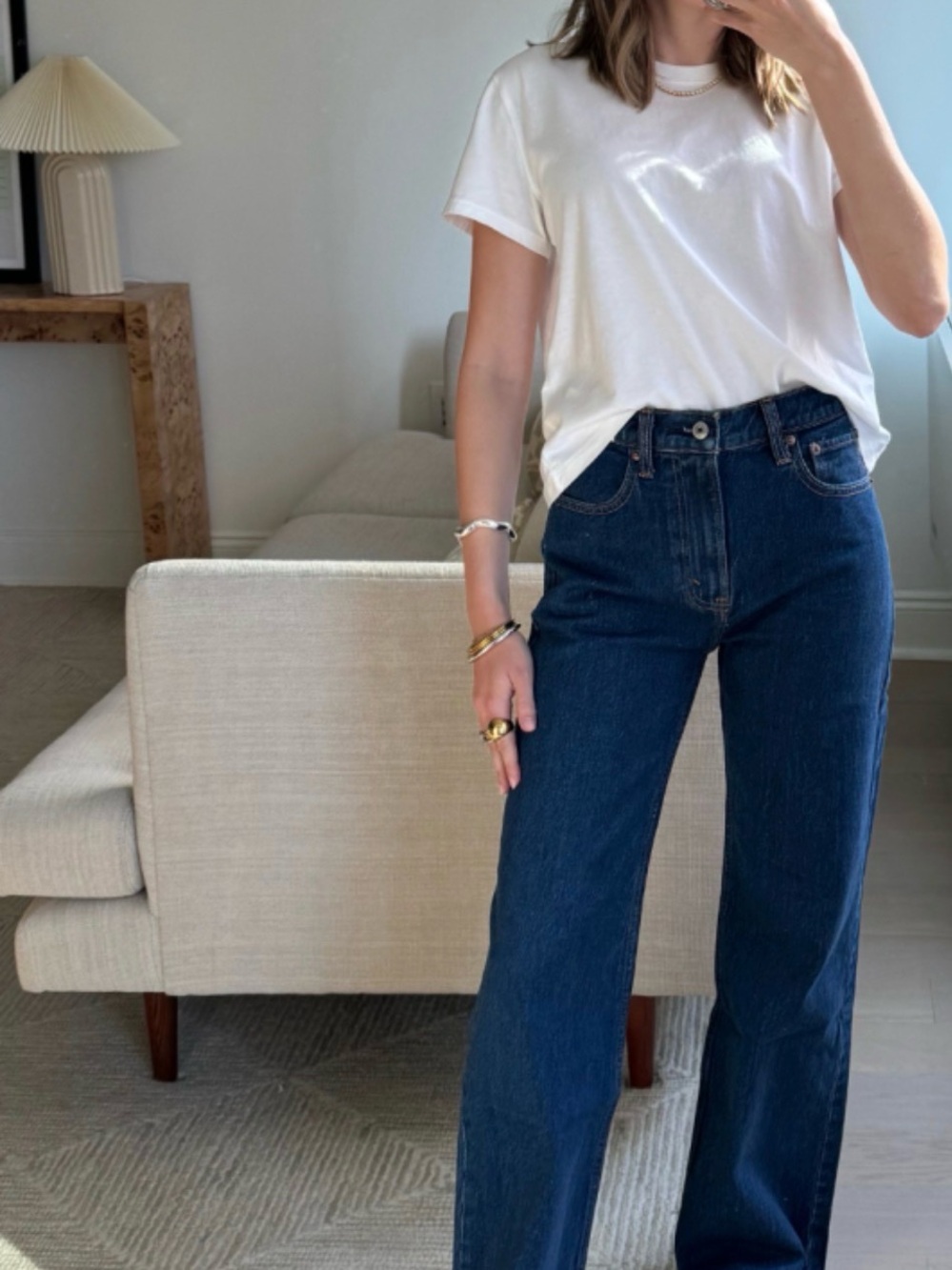 Abercrombie & Fitch High-Rise Straight Leg Jeans in Deep Blue